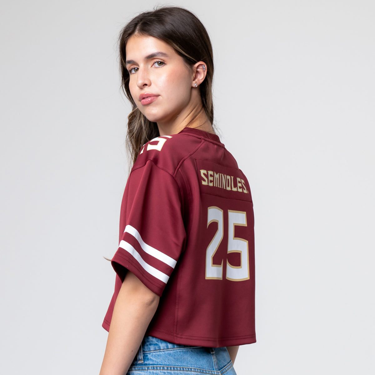 Established & Co. Women's Seminoles #25 Crop Zip Jersey - Garnet